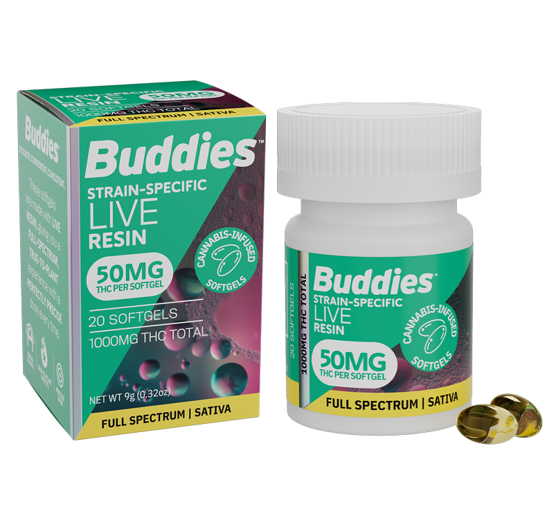 buddies brand products softgels live resin